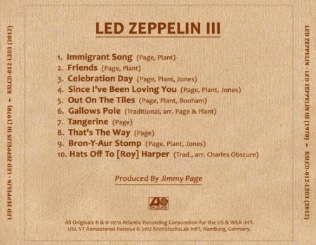 Led Zeppelin - Led Zeppelin III (1970) FLAC